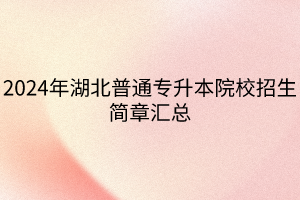 2024年湖北普通专升本院校招生简章汇总(1)