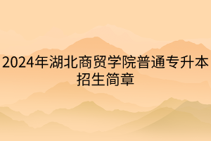 2024年湖北商贸学院普通专升本招生简章(1)
