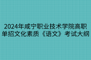 2024年咸宁职业技术学院高职单招文化素质《语文》考试大纲