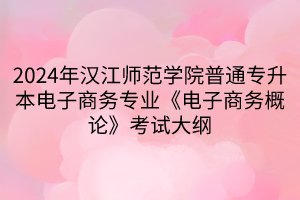 2024年汉江师范学院普通专升本电子商务专业《电子商务概论》考试大纲(1)