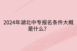 2024年湖北中专报名条件大概是什么？