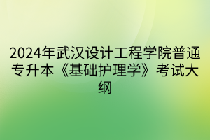 2024年武汉设计工程学院普通专升本《基础护理学》考试大纲