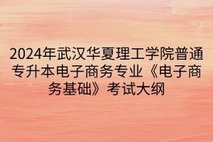 2024年武汉华夏理工学院普通专升本电子商务专业《电子商务基础》考试大纲(1)