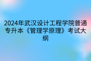 2024年武汉设计工程学院普通专升本《管理学原理》考试大纲(1)