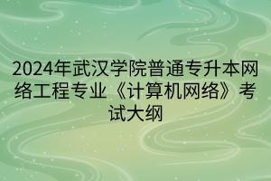 2024年武汉学院普通专升本网络工程专业《计算机网络》考试大纲(1)