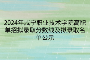 2024年咸宁职业技术学院高职单招拟录取分数线及拟录取名单公示