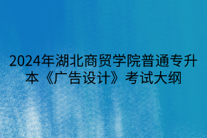 2024年湖北商贸学院普通专升本《广告设计》考试大纲(1)