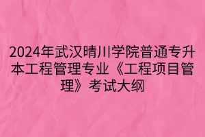 2024年武汉晴川学院普通专升本工程管理专业《工程项目管理》考试大纲(1)