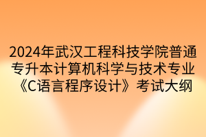 2024年武汉工程科技学院普通专升本计算机科学与技术专业《C语言程序设计》考试大纲(1)