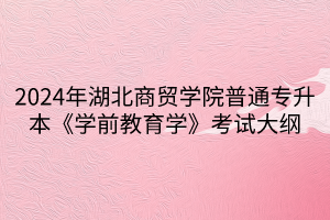 2024年湖北商贸学院普通专升本《学前教育学》考试大纲(1)