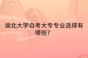 湖北大学自考大专专业选择有哪些？