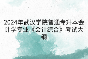 2024年武汉学院普通专升本会计学专业《会计综合》考试大纲(1)