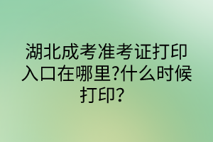 湖北成考准考证打印