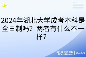 2024年湖北大学成考本科是全日制吗？两者有什么不一样？