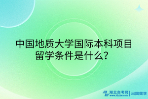 中国地质大学国际本科项目留学条件是什么？