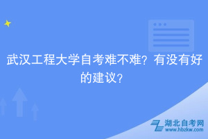 武汉工程大学自考难不难？有没有好的建议？