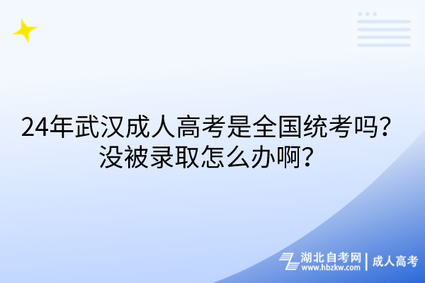 24年武汉成人高考是全国统考吗？没被录取怎么办啊？