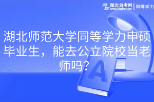 湖北师范大学同等学力申硕毕业生，能去公立院校当老师吗？