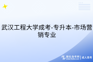 武汉工程大学成考-专升本-市场营销专业