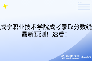 咸宁职业技术学院成考录取分数线最新预测！速看！