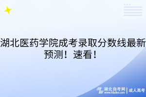 湖北医药学院成考录取分数线最新预测！速看！