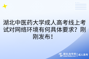 湖北中医药大学成人高考线上考试对网络环境有何具体要求？刚刚发布！