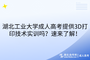 湖北工业大学成人高考提供3D打印技术实训吗？速来了解！