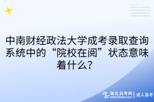 中南财经政法大学成考录取查询系统中的“院校在阅”状态意味着什么？