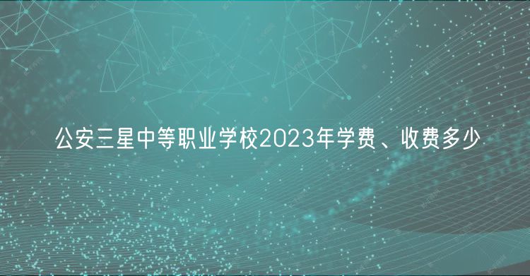 公安三星中等职业学校2023年学费、收费多少