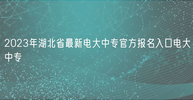 2023年湖北省最新电大中专官方报名入口电大中专