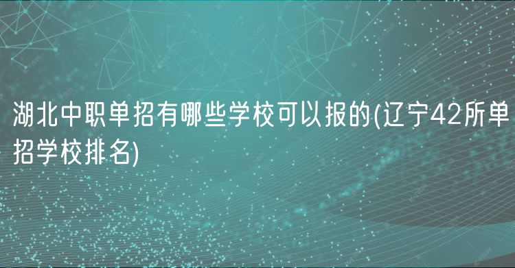 湖北中职单招有哪些学校可以报的(辽宁42所单招学校排名)