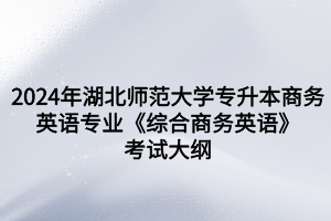 2024年湖北师范大学专升本商务英语专业《综合商务英语》考试大纲