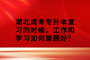 湖北成考专升本复习的时候，工作和学习如何兼顾好？