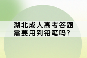 湖北成人高考答题需要用到铅笔吗？