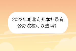 2023年湖北专升本补录有公办院校可以选吗？