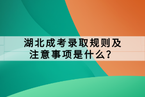 湖北成考录取规则及注意事项是什么？