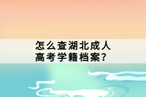 怎么查湖北成人高考学籍档案？