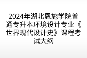 2024年湖北恩施学院普通专升本环境设计专业《世界现代设计史》课程考试大纲