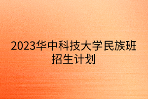 2023华中科技大学民族班招生计划