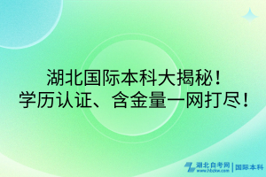 湖北国际本科大揭秘！学历认证、含金量一网打尽！