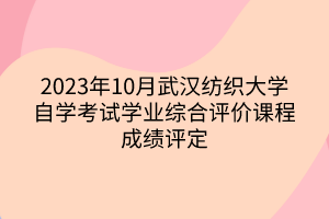 2023年10月武汉纺织大学自学考试学业综合评价课程成绩评定