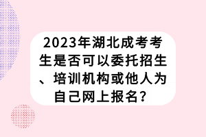 2023年湖北成考考生是否可以委托招生、培训机构或他人为自己网上报名？