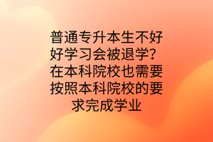 普通专升本生不好好学习会被退学？在本科院校也需要按照本科院校的要求完成学业