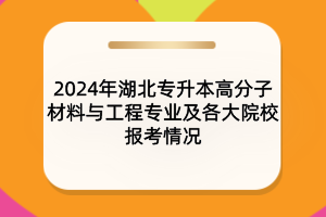 2024年湖北专升本高分子材料与工程专业及各大院校报考情况