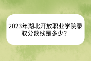 2023年湖北开放职业学院录取分数线是多少？