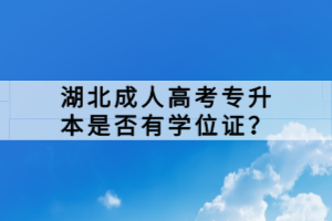 湖北成人高考专升本是否有学位证？