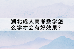 湖北成人高考数学怎么学才会有好效果？