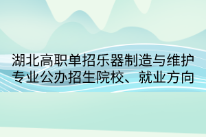 湖北高职单招乐器制造与维护专业公办招生院校、就业方向