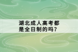 湖北成人高考都是全日制的吗？