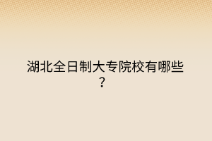 湖北全日制大专院校有哪些？